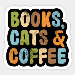 Books, Cats & Coffee Sticker